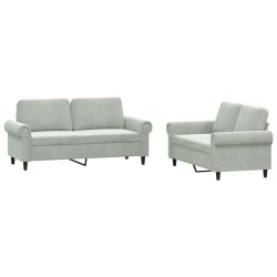 vidaXL Juego de sofás con cojines 2 piezas terciopelo gris claro