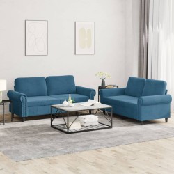 vidaXL Juego de sofás con cojines 2 piezas terciopelo azul