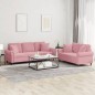 vidaXL Juego de sofás con cojines 2 piezas terciopelo rosa vidaXL Juego de sofás con cojines 2 piezas terciopelo rosa