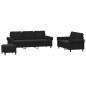 vidaXL Juego de sofás con cojines 3 piezas terciopelo negro vidaXL Juego de sofás con cojines 3 piezas terciopelo negro