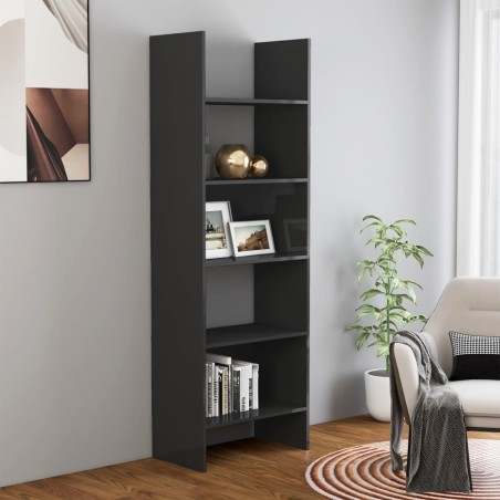 vidaXL Estantería de madera contrachapada gris brillante 60x35x180 cm
