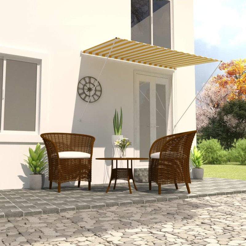 vidaXL Toldo retráctil 200x150 cm amarillo y blanco vidaXL Toldo retráctil 200x150 cm amarillo y blanco