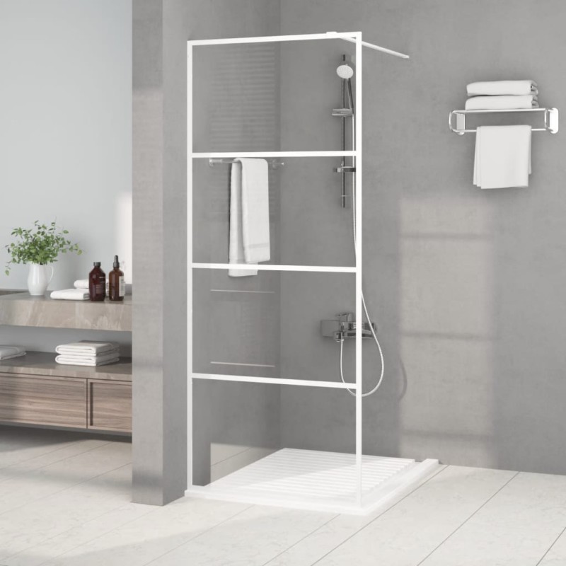 vidaXL Mampara de ducha vidrio ESG transparente blanco 80x195 cm vidaXL Mampara de ducha vidrio ESG transparente blanco 80x195 cm