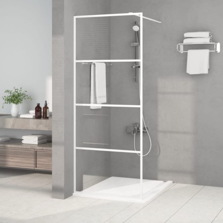 vidaXL Mampara de ducha vidrio ESG transparente blanco 80x195 cm
