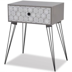 vidaXL Mesita de noche rectangular con 1 cajón gris  