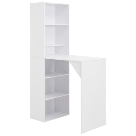 vidaXL Mesa de bar con estantería blanca 115x59x200 cm