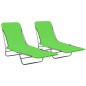 vidaXL Tumbonas plegables 2 unidades acero y tela verde vidaXL Tumbonas plegables 2 unidades acero y tela verde