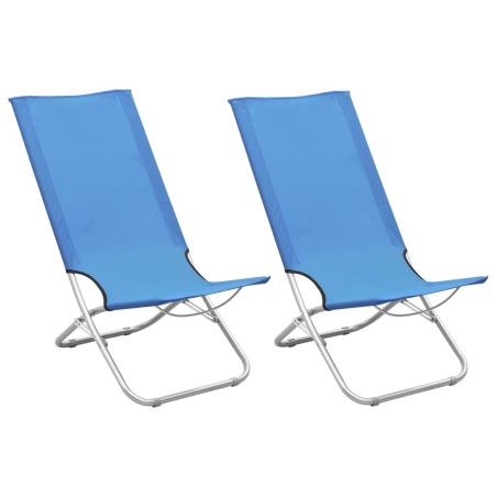 vidaXL Sillas de playa plegables 2 unidades tela azul