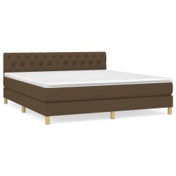 vidaXL Cama box spring con colchón tela marrón oscuro 160x200 cm