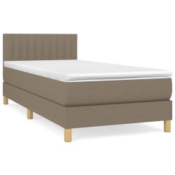 vidaXL Cama box spring con colchón tela gris taupe 80x200 cm