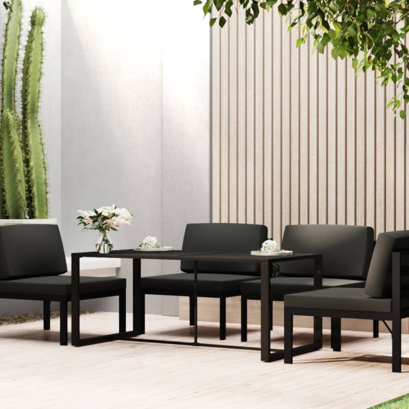 vidaXL Mesa de comedor de jardín aluminio gris antracita 120x60x66cm vidaXL Mesa de comedor de jardín aluminio gris antracita 120x60x66cm