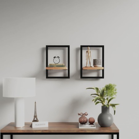 vidaXL Estantes de pared 2 unidades madera maciza acacia 25x25x35 cm 