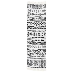 vidaXL Alfombra de algodón negra y blanca 80x300 cm