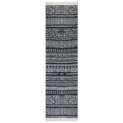vidaXL Alfombra de algodón negra y blanca 80x300 cm