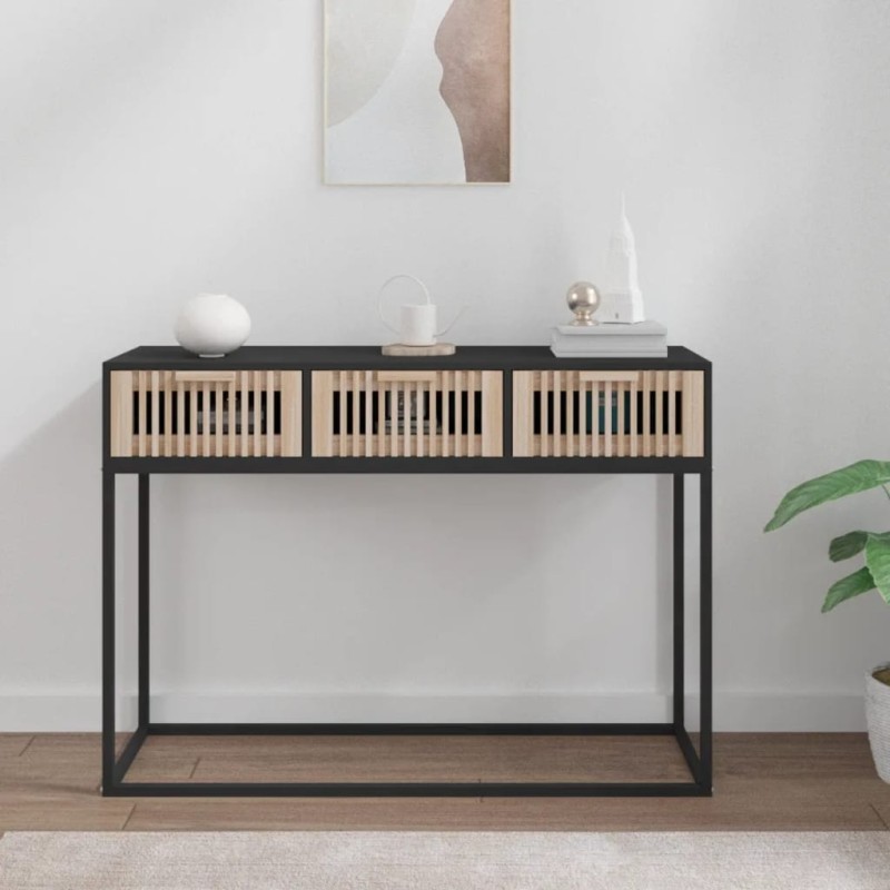 vidaXL Mesa consola hierro y madera contrachapada negro 105x30x75 cm vidaXL Mesa consola hierro y madera contrachapada negro 105x30x75 cm