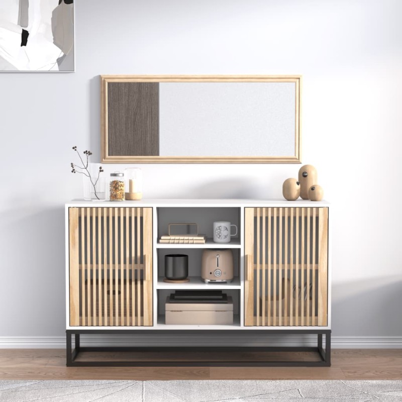 vidaXL Aparador de madera contrachapada blanco 105x30x65 cm vidaXL Aparador de madera contrachapada blanco 105x30x65 cm