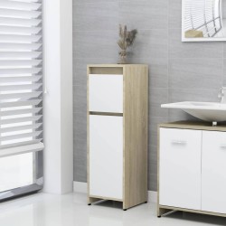 vidaXL Armario de baño madera contrachapada blanco y roble 30x30x95 cm