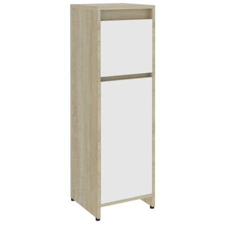 vidaXL Armario de baño madera contrachapada blanco y roble 30x30x95 cm