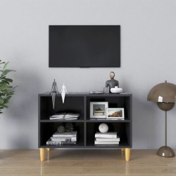 vidaXL Mueble de TV con patas de madera maciza gris 69,5x30x50 cm
