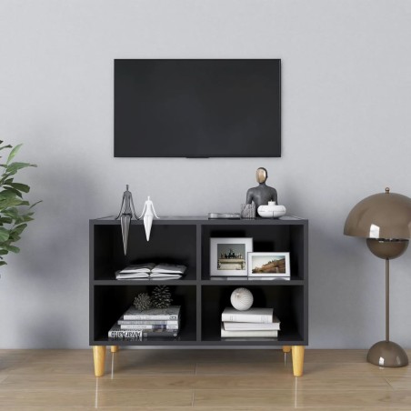 vidaXL Mueble de TV con patas de madera maciza gris 69,5x30x50 cm