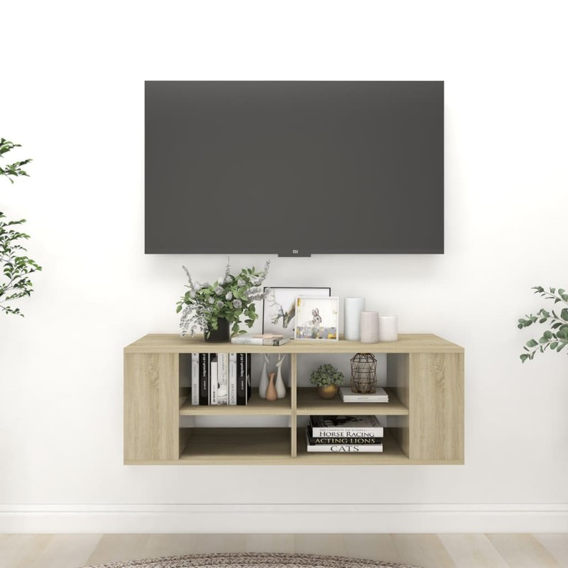 vidaXL Mueble pared TV madera contrachapada roble Sonoma 102x35x35 cm vidaXL Mueble pared TV madera contrachapada roble Sonoma 102x35x35 cm