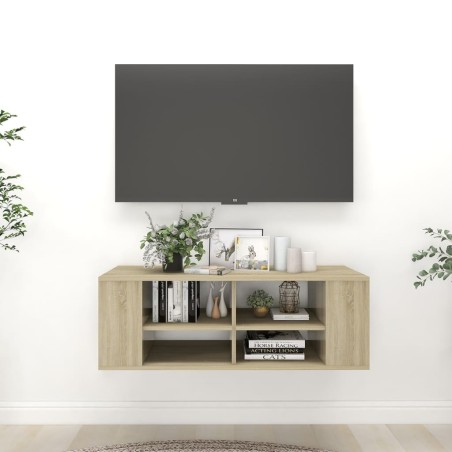 vidaXL Mueble pared TV madera contrachapada roble Sonoma 102x35x35 cm