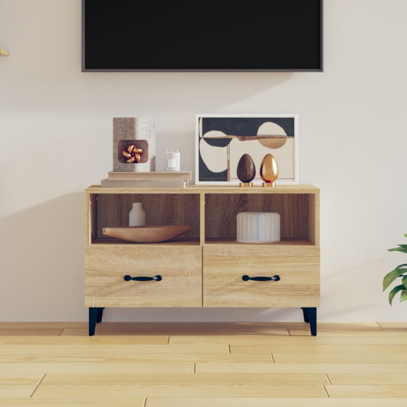 vidaXL Mueble para TV madera contrachapada roble ahumado 80x36x50 cm vidaXL Mueble para TV madera contrachapada roble ahumado 80x36x50 cm