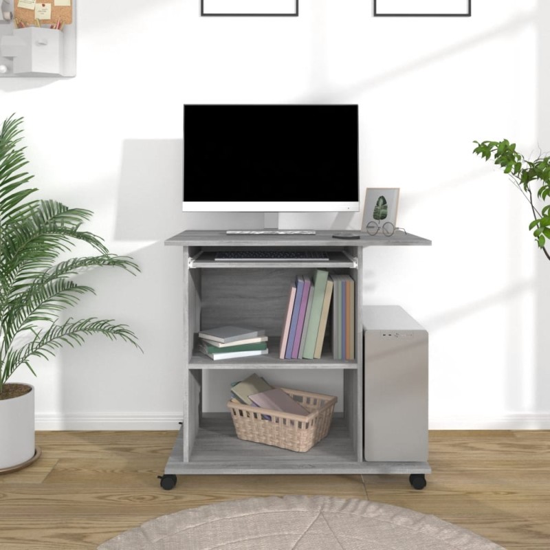 vidaXL Escritorio de madera contrachapada gris Sonoma 80x50x75 cm vidaXL Escritorio de madera contrachapada gris Sonoma 80x50x75 cm