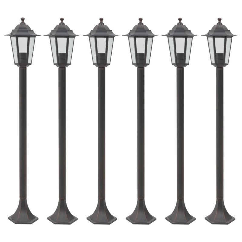 vidaXL Farolas de jardín aluminio bronce E27 110 cm 6 unidades vidaXL Farolas de jardín aluminio bronce E27 110 cm 6 unidades