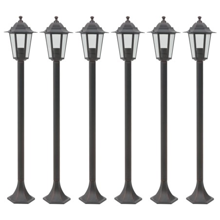 vidaXL Farolas de jardín aluminio bronce E27 110 cm 6 unidades
