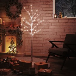 vidaXL Abedul artificial blanco con 72 LEDs blanco cálido 150 cm