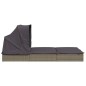 vidaXL Tumbona 2 personas toldo plegable ratán PE gris 213x118x97 cm vidaXL Tumbona 2 personas toldo plegable ratán PE gris 213x118x97 cm