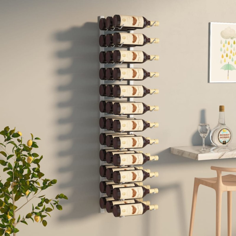 vidaXL Botellero de pared para 36 botellas hierro blanco vidaXL Botellero de pared para 36 botellas hierro blanco