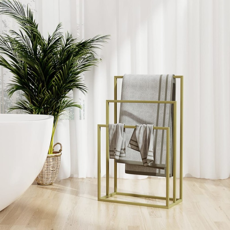 vidaXL Toallero de pie de hierro dorado 48x24x79 cm vidaXL Toallero de pie de hierro dorado 48x24x79 cm