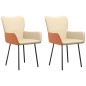vidaXL Sillas de comedor 2 unidades cuero sintético y tela color crema
