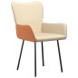 vidaXL Sillas de comedor 2 unidades cuero sintético y tela color crema