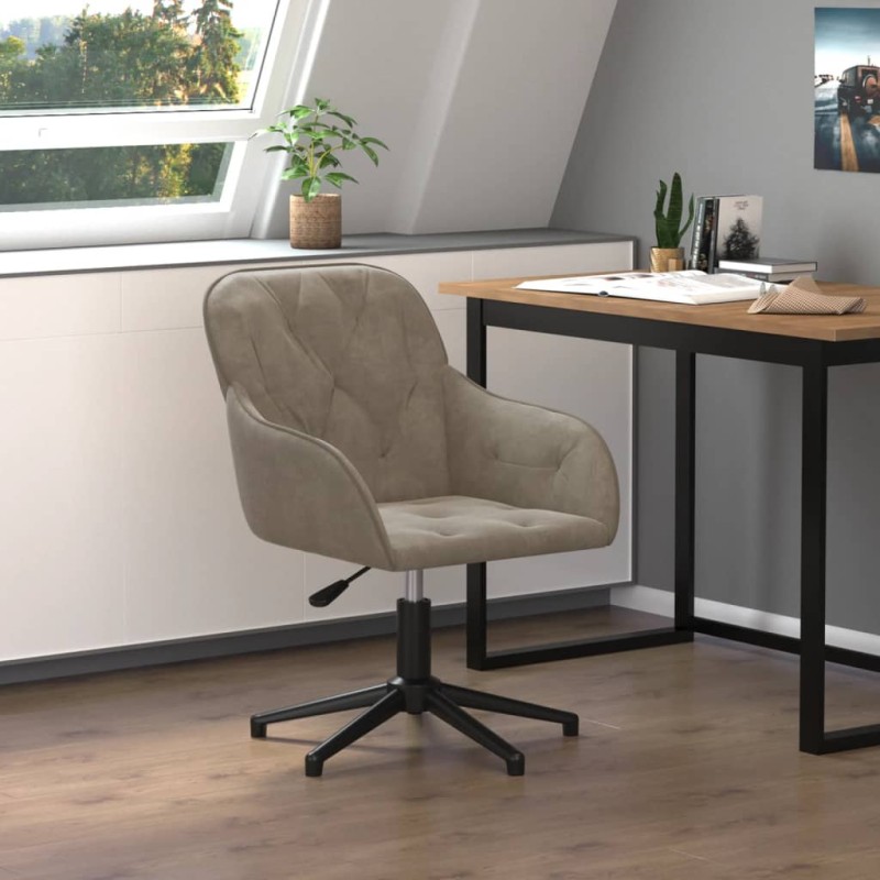 vidaXL Silla de oficina giratoria de terciopelo gris claro vidaXL Silla de oficina giratoria de terciopelo gris claro