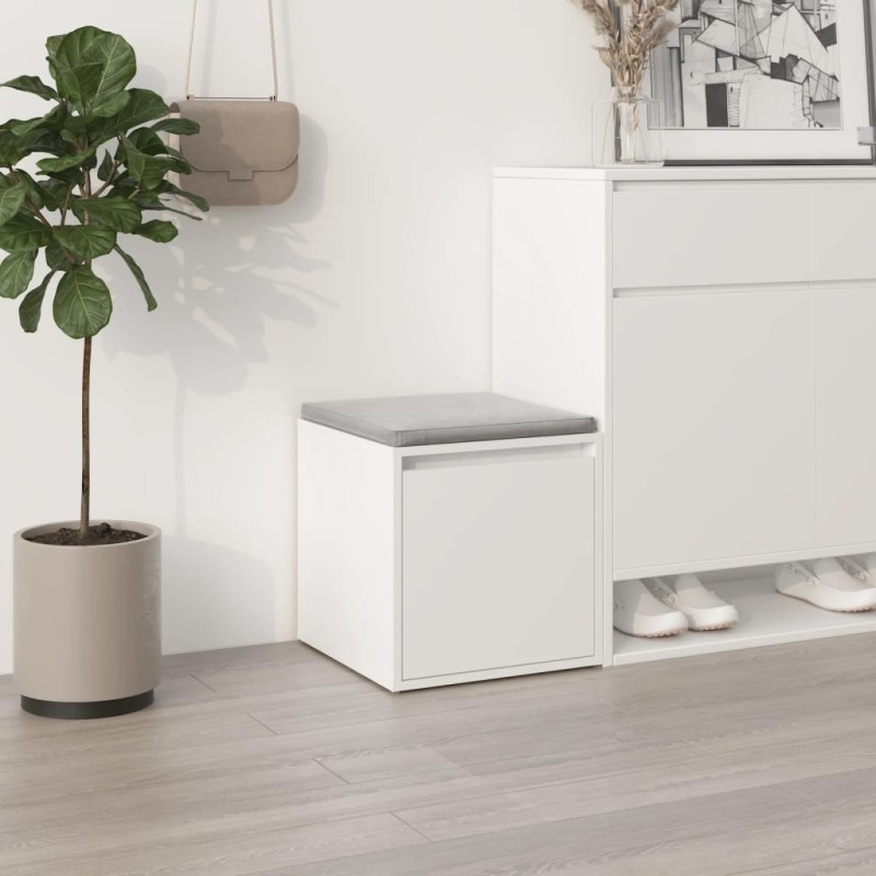 vidaXL Cajón taburete madera contrachapada blanco 40,5x40x40 cm vidaXL Cajón taburete madera contrachapada blanco 40,5x40x40 cm