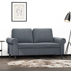 vidaXL Sofá de 2 plazas de terciopelo gris oscuro 120 cm