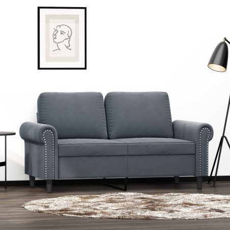 vidaXL Sofá de 2 plazas de terciopelo gris oscuro 120 cm
