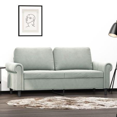 vidaXL Sofá de 2 plazas de terciopelo gris claro 140 cm