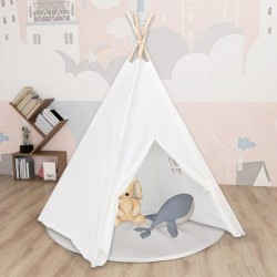 vidaXL Tienda tipi niños y bolsa piel melocotón blanco 120x120x150cm