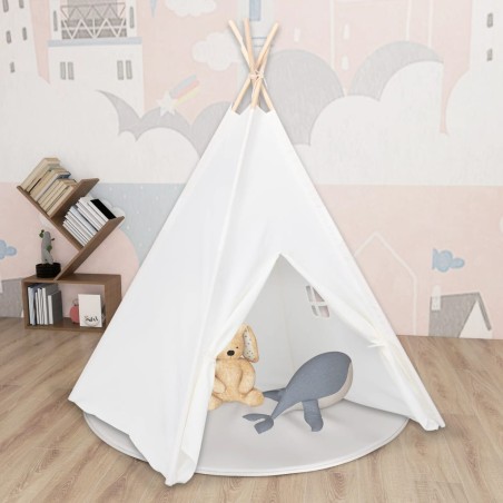 vidaXL Tienda tipi niños y bolsa piel melocotón blanco 120x120x150cm