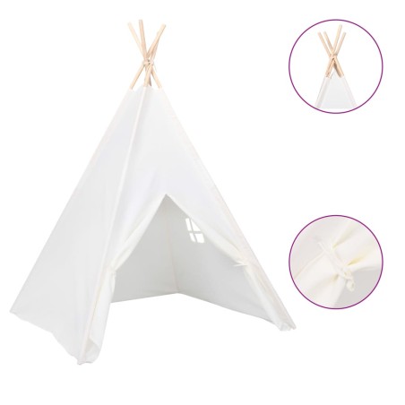 vidaXL Tienda tipi niños y bolsa piel melocotón blanco 120x120x150cm