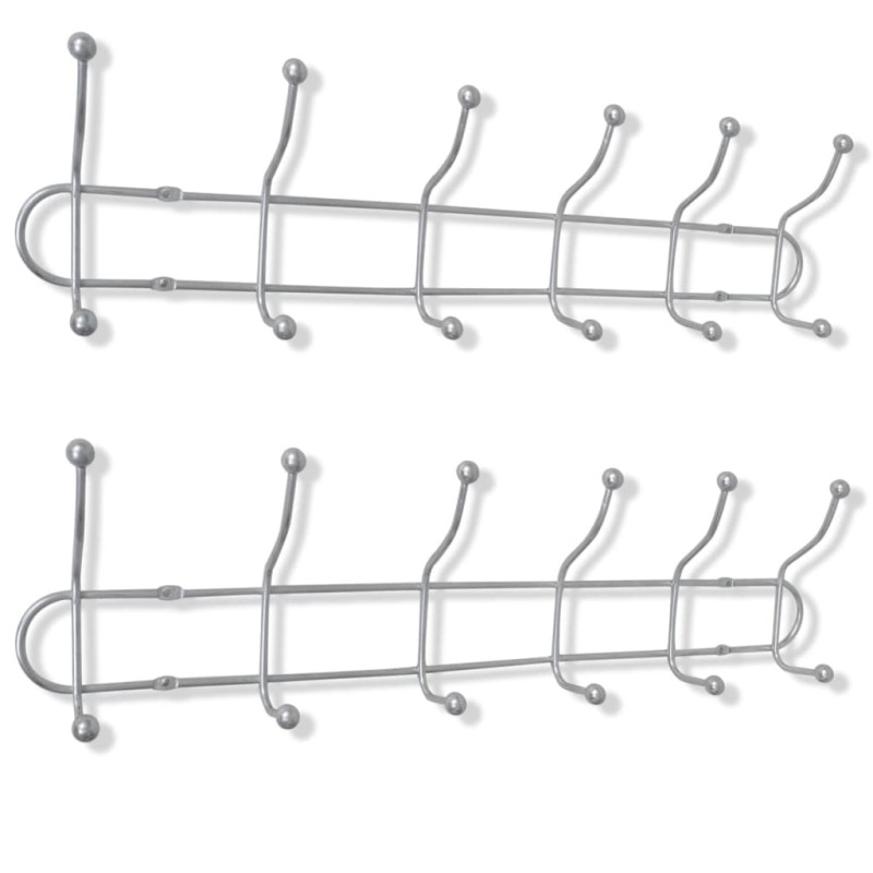 vidaXL Percheros de pared con 12 ganchos 2 unidades vidaXL Percheros de pared con 12 ganchos 2 unidades