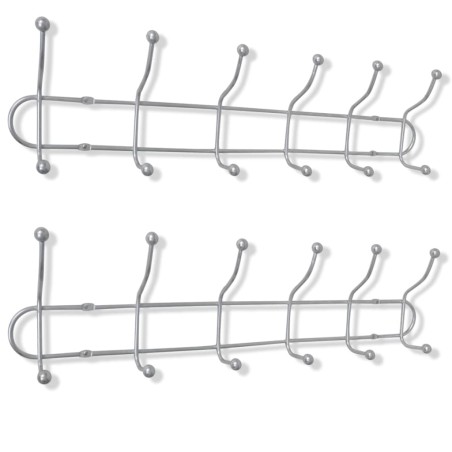 vidaXL Percheros de pared con 12 ganchos 2 unidades