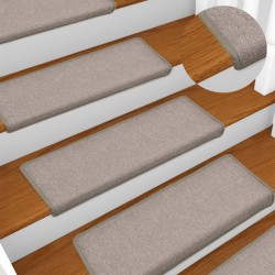 vidaXL Alfombrillas de escalera 10 unidades gris taupe 65x21x4 cm