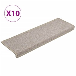 vidaXL Alfombrillas de escalera 10 unidades gris taupe 65x21x4 cm