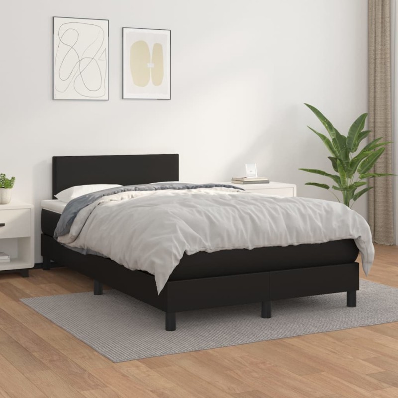 vidaXL Cama box spring con colchón cuero sintético negro 120x200 cm vidaXL Cama box spring con colchón cuero sintético negro 120x200 cm