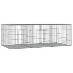 vidaXL Jaula para conejos 3 paneles hierro galvanizado 163x79x54 cm